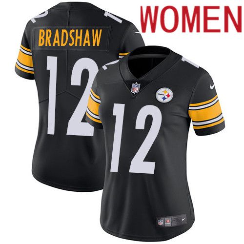 Women Pittsburgh Steelers #12 Terry Bradshaw Nike Black Vapor Limited NFL Jersey